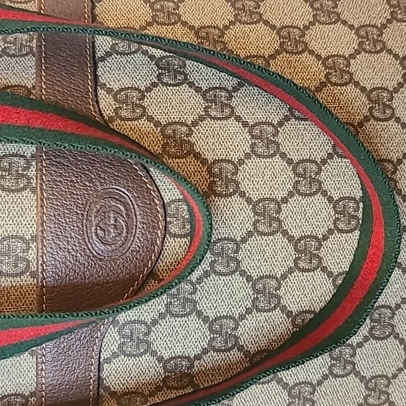 GUCCI VINTAGE RARE 1970’S GG SUPREME COATED CANVAS WEB SHERRY ICONIC TOTE BAG - Picture 3 of 17